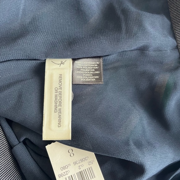 BNWT Ann Taylor A-Line Skirt Women's Size 8 Navy Tan Green Striped Zipper Lined - Picture 6 of 11